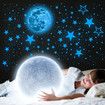 Glow in The Dark Stars Stickers Moon for Kids Bedroom,Luminous Stars Stickers Create a Realistic Starry Sky,Room Decor,Wall Stickers Colorful