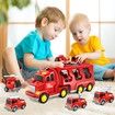 Toddler Trucks Toys for Boys Age 3+,5 in 1 Fire Car Truck for Girls 3+ Years Old,Christmas Birthday Gift Car Sets with Light Sound (FIRE TRUCKS)