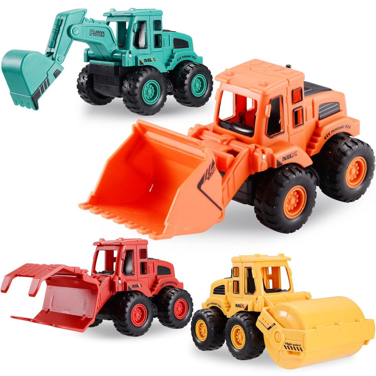 Construction Toys,Friction Powered Construction Truck Toys Vehicles Sand Toys Trucks Excavator,Bulldozer,Road Roller,Age3+ (Colorful 4 Pack)
