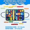 Busy Board Montessori Toy,Educational Activity Developing Sensory Board for Fine Basic Dress Motor Skills,Travel Toys for Plane Car,Age3+ (Blue)