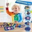 Busy Board Montessori Toy,Educational Activity Developing Sensory Board for Fine Basic Dress Motor Skills,Travel Toys for Plane Car,Age3+ (Blue)