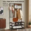 3 In 1 Clothes Rack Hallway Storage Closet Organiser Garment Stand Shoe Bench Hall Tree Shelving Display Shelf Hook Hanger