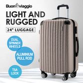 Suitcase Hard Shell Checked Luggage Cabin Case Travel Baggage Lightweight Travelling Bag 4 Wheel Rolling Trolley TSA Lock 24 Inch