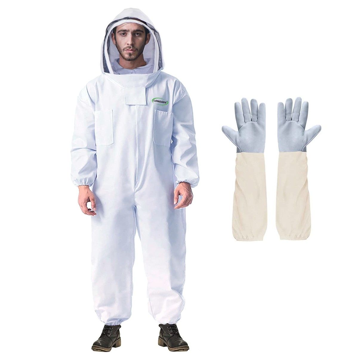 Professional Bee Suit for Men Women,Beekeeping Suit Beekeeper Suit with Glove &Ventilated Hood,Multi-Size Bee Outfit for Backyard and Bee Keeper (Size:XXL)