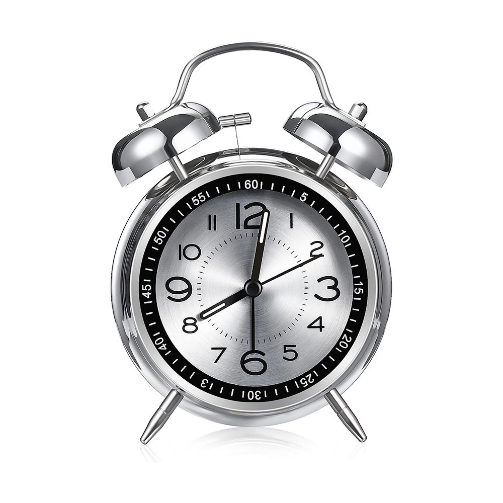 Loud Alarm Clock for Heavy Sleepers Adults, Retro 4 Inch Silent Non-Ticking Quartz with Backlight (Grey)