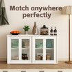 Sideboard Buffet Table Console Hallway Kitchen Pantry Storage Cabinet Cupboard Wine Organiser Stackable White Glass Doors