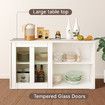 Sideboard Buffet Table Console Hallway Kitchen Pantry Storage Cabinet Cupboard Wine Organiser Stackable White Glass Doors