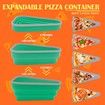 Adjustable Pizza Storage Container,Pizza Slice Container can be Microwaved and Reused,Pizza Slice Pack with 5 Heating Plates (Green)