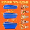 Adjustable Pizza Storage Container,Pizza Slice Container can be Microwaved and Reused,Pizza Slice Pack with 5 Heating Plates (Blue)
