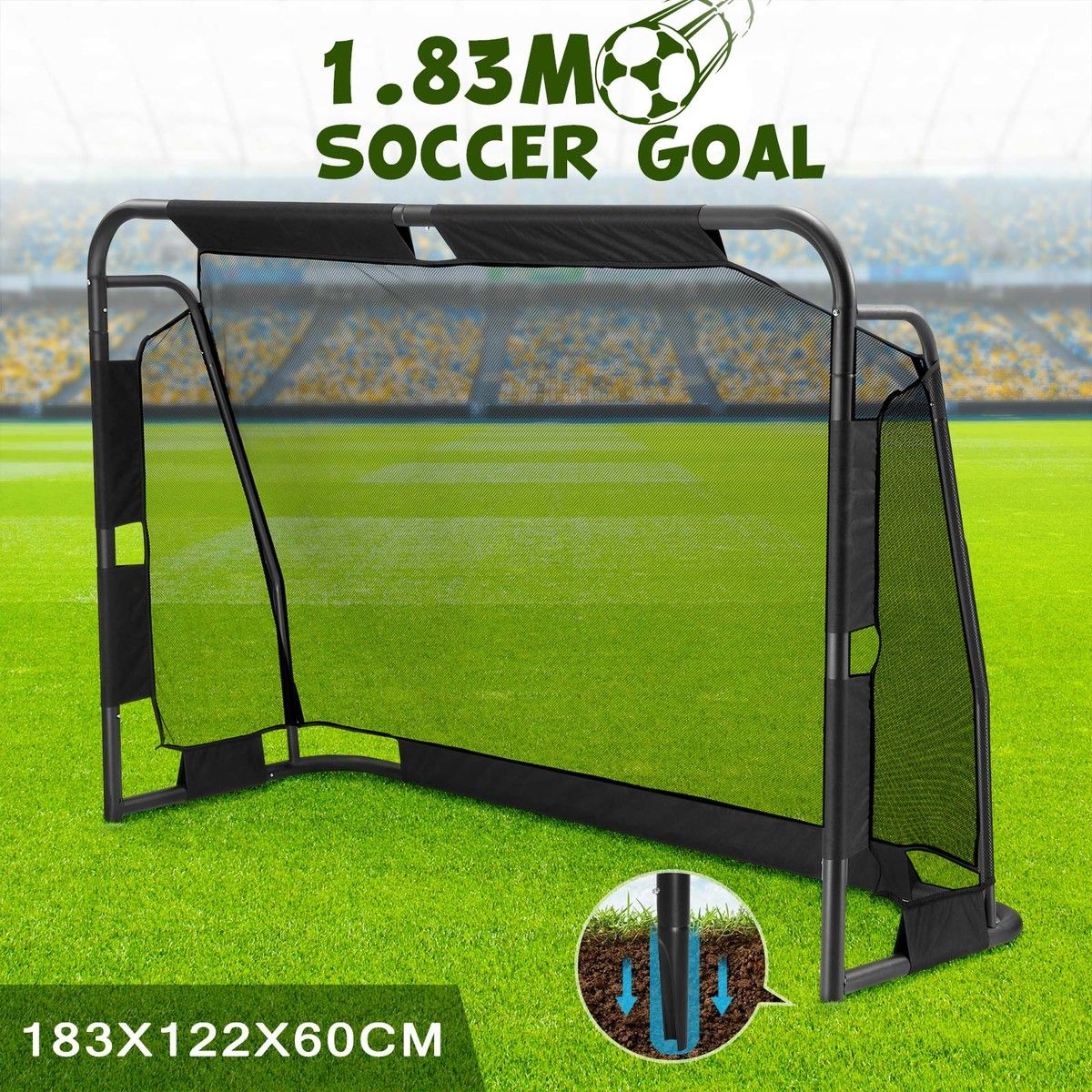 Soccer Goal Football Net Set Metal Frame Backyard Game Training Practice Outdoor Park Sports Match Kids Adults Youth 1.83x1.22m