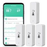 WiFi Humidity Temperature Monitor,Smart Hygrometer Thermometer for Remote Monitor and Alert,High Precision Indoor Thermometer with TUYA App,No Hub Required,Compatible with Alexa (4Pack)