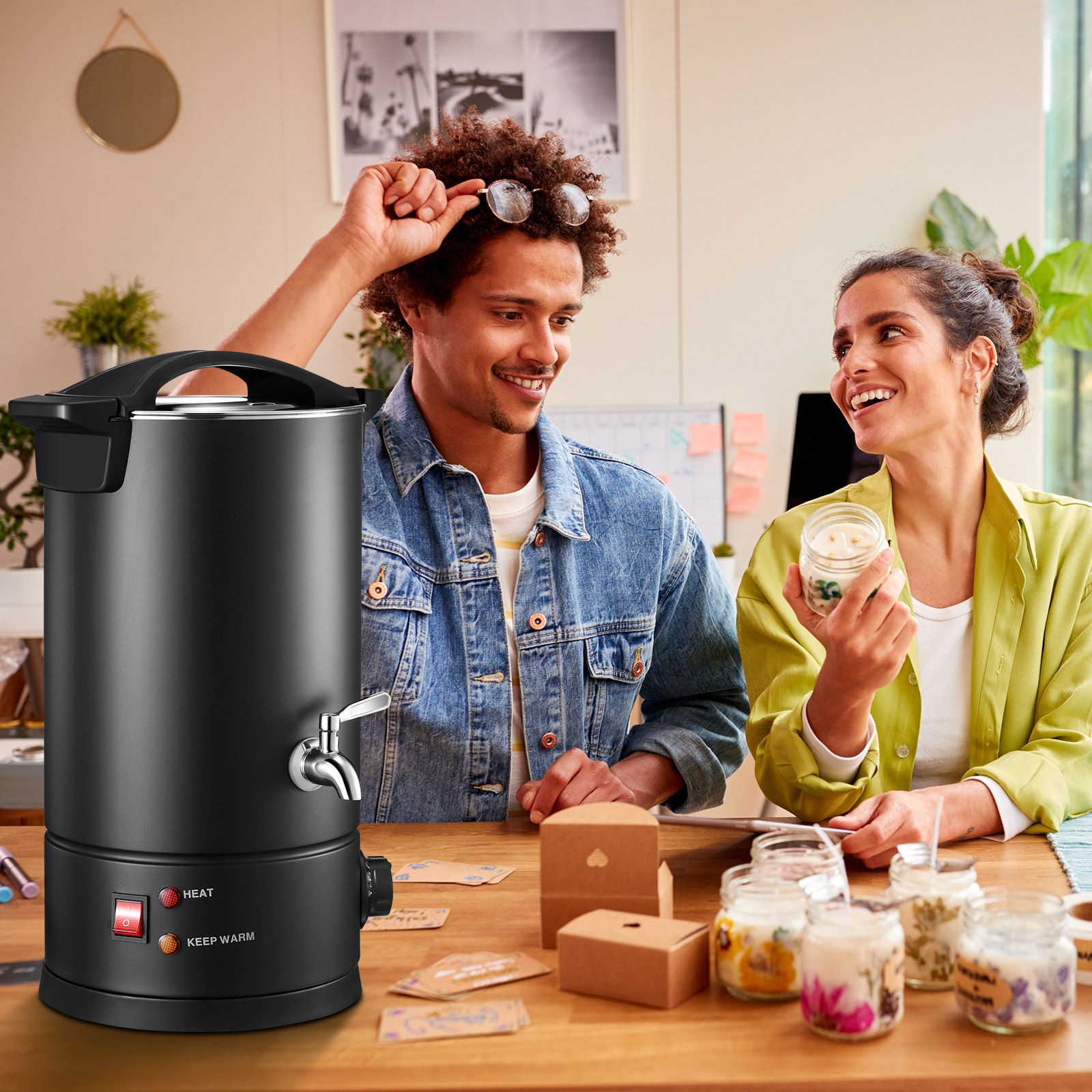 Electric Wax Melter 5L Candle Making Melting Pot Furnace Spout Soy Bees Soap Home Commercial Maker Machine 1800W Temperature Control
