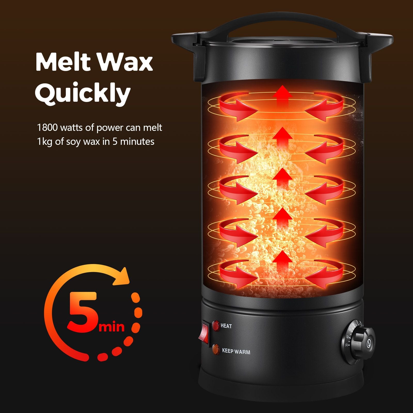 5.7L Wax Melter Candle Making 1800W Melting Pot Furnace Quick Pour Spout Temperature Control Electric Home Commercial Soy Soap Maker Machine