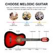 Melodic 34inch Kids Acoustic Guitar 6 Strings Tuner Cutaway Wooden Kids Gift Red