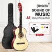 Melodic 38 Inch Folk Dreadnought Acoustic Guitar Pack Classical Cutaway Natural Wood