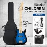 Melodic 30 Inch Children Kids Electric Musical Instrument Guitar w/ 5W Amp Picks Gig Bag Blue
