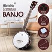 Melodic 5 String Banjo Beginner Banjo Music Instrument w/ String Picks 20 Frets 12 Brackets