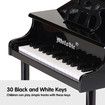 30 Key PianoChildren Kids Grand Piano Wood Toy w/ Bench Music Stand-Black Melodic