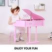 30 Key Piano Children Kids Grand Piano Wood Toy w/ Bench Music Stand-Pink Melodic