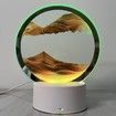 Moving Sand Art Picture Round Glass 3D Deep Sea Sandscape in Motion Display Flowing Sand Frame,Desktop Art Toys,Desktop Decorations (Gold)