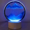 Moving Sand Art Picture Round Glass 3D Deep Sea Sandscape in Motion Display Flowing Sand Frame,Desktop Art Toys,Desktop Decorations (Blue)