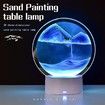 Moving Sand Art Picture Round Glass 3D Deep Sea Sandscape in Motion Display Flowing Sand Frame,Desktop Art Toys,Desktop Decorations (Blue)