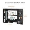 Bathroom Mirror Cabinet Storage Medicine Shelves Shaving Wall Cupboard Organiser Floating Vanity With Door Black