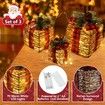 Set of 3 Christmas Rattan Lighted Gift Boxes,60 LED Christmas Box Decorations,Presents Boxes with Ribbon Bows for Xmas Tree,Yard,Home,Indoor Outdoor Christmas Decorations (Rattan)