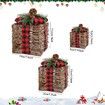 Set of 3 Christmas Rattan Lighted Gift Boxes,60 LED Christmas Box Decorations,Presents Boxes with Ribbon Bows for Xmas Tree,Yard,Home,Indoor Outdoor Christmas Decorations (Rattan)