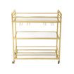 Bar Cart Wine Rack Drinks Trolley Glass Holder Gold Bottle Storage Liquor Shelf Serving With Wheels Party Kitchen