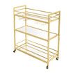 Bar Cart Wine Rack Drinks Trolley Glass Holder Gold Bottle Storage Liquor Shelf Serving With Wheels Party Kitchen