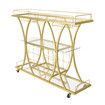 Bar Cart Wine Rack Drinks Bar Trolley Glass Holder Gold Cart Serving Glass Shelves Metal Frame Mobile Home