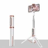 Selfie Stick Bluetooth Lightweight Extendable Aluminium Selfie Stick Tripod with Wireless Remote Control Compatible with Most Smartphones, White