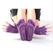 Portable Yoga Glove Sock Set Sweat-absorbing Non Slip Sports Five-toed Socks High Quality Half Finger Gloves Color Purple
