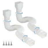 White 2-Pack Rain Gutter Downspout Extensions Flexible,Drain Downspout Extender,Down Spout Drain Extender,Gutter Connector Rainwater Drainage,Extendable from 21 to 60 Inches