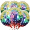 Colorful Disco Ball Balloons 22 Inch 6 Pack 4D Sphere Round Metallic Disco Balloons for Disco Party Decorations Retro Party Decorations