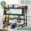 Dish Drying Rack Holder Drain Caddy Kitchen Drainer Cutlery Utensil Storage Over Sink Organiser Enclosed With Door 95cm