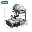 Dish Drying Rack Drainer Cup Plate Holder Cutlery Storage Tray Kitchen Organiser 2 Tier Shelf Auto Drainage