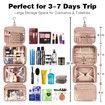 Travel Toiletry Bag for Women Portable Hanging Organizer for Full-Sized Shampoo Conditioner Brushes Set Travel Accessories-Pink