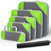 Packing Cube Compression Travel Luggage Organiser 6 Piece Carry On Hard Case Suitcase Storage Bag Green Lightweight Space Saving