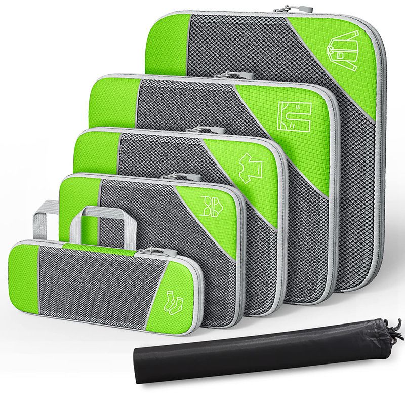 Compression Packing Cube for Suitcase, 6 Pcs Travel Luggage Organizer (Green)