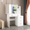 Dressing Table Vanity Mirror Dresser Makeup Desk With 3 Drawers 3 Storage Shelves Bedroom Furniture White Modern