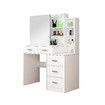Dressing Table Vanity Mirror Dresser Makeup Desk With 3 Drawers 3 Storage Shelves Bedroom Furniture White Modern
