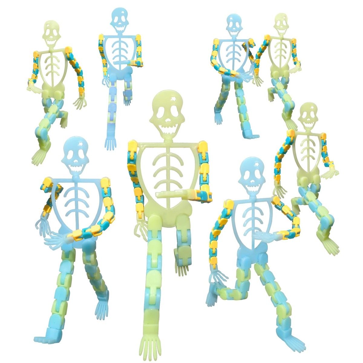 8PCS Skeleton Fidget Toys,Finger Sensory Toys Fluorescent,Decompress Skeleton Man,Toys for Stress Relief,Party Bag Fillers,Party Favours