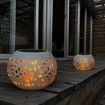Solar Powered Table Lights Waterproof Dancing Flame Lantern Metal Decorative Light for Patio Yard Pathway White