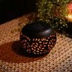 Solar Table Light Waterproof Dancing Flame Lantern Metal Decorative Solar Powered Lamp Black for Outdoor Patio Yard