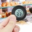 Mini Circular Embedded Digital LCD Thermometer Hygrometer Humidity Temperature Gauge Indicator Meter for Home Office(Black)