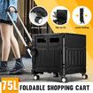 75L Shopping Trolley Cart Wheeled Basket Grocery Utility Rolling Folding Supermarket Granny Travel Camping Bag Wagon