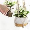 Macrame Plant Hanger Indoor Hanging Planter Basket with Wood Beads Decorative Flower Pot Holder No Tassels,90cm/35Inch,Ivory,1pcs (POTS NOT Included)