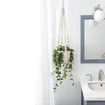 Macrame Plant Hanger Indoor Hanging Planter Basket with Wood Beads Decorative Flower Pot Holder No Tassels,90cm/35Inch,Ivory,1pcs (POTS NOT Included)